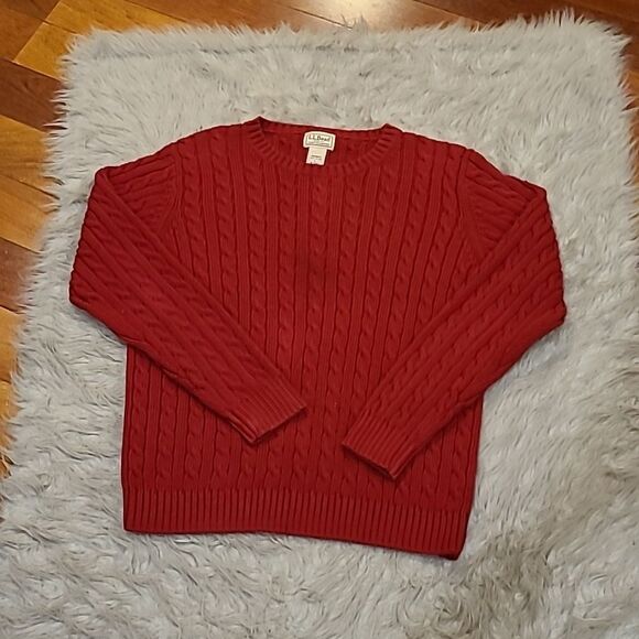 L.L. Bean Sweaters - L.L.Bean womens red thick cotton crew neck sweater size large
